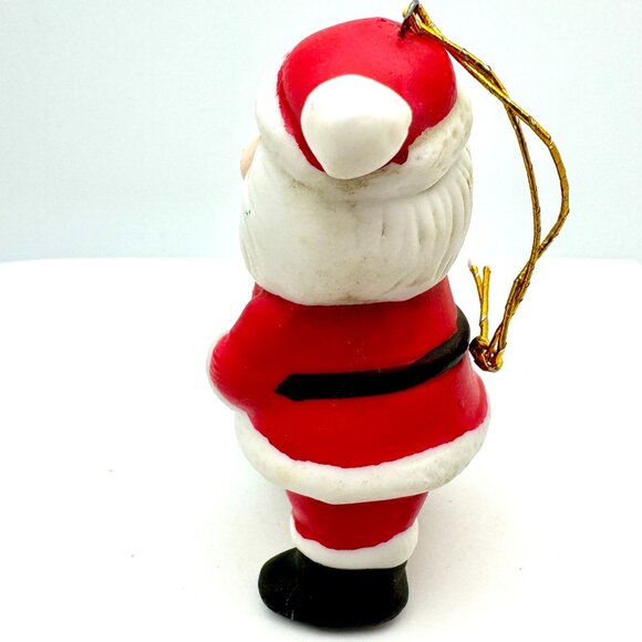 Vintage 1980s Ceramic Santa Claus Christmas Ornament With Green Tree - Picture 4 of 7